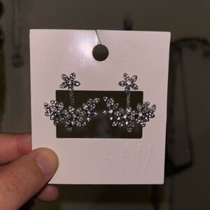 Silver floral layered earrings